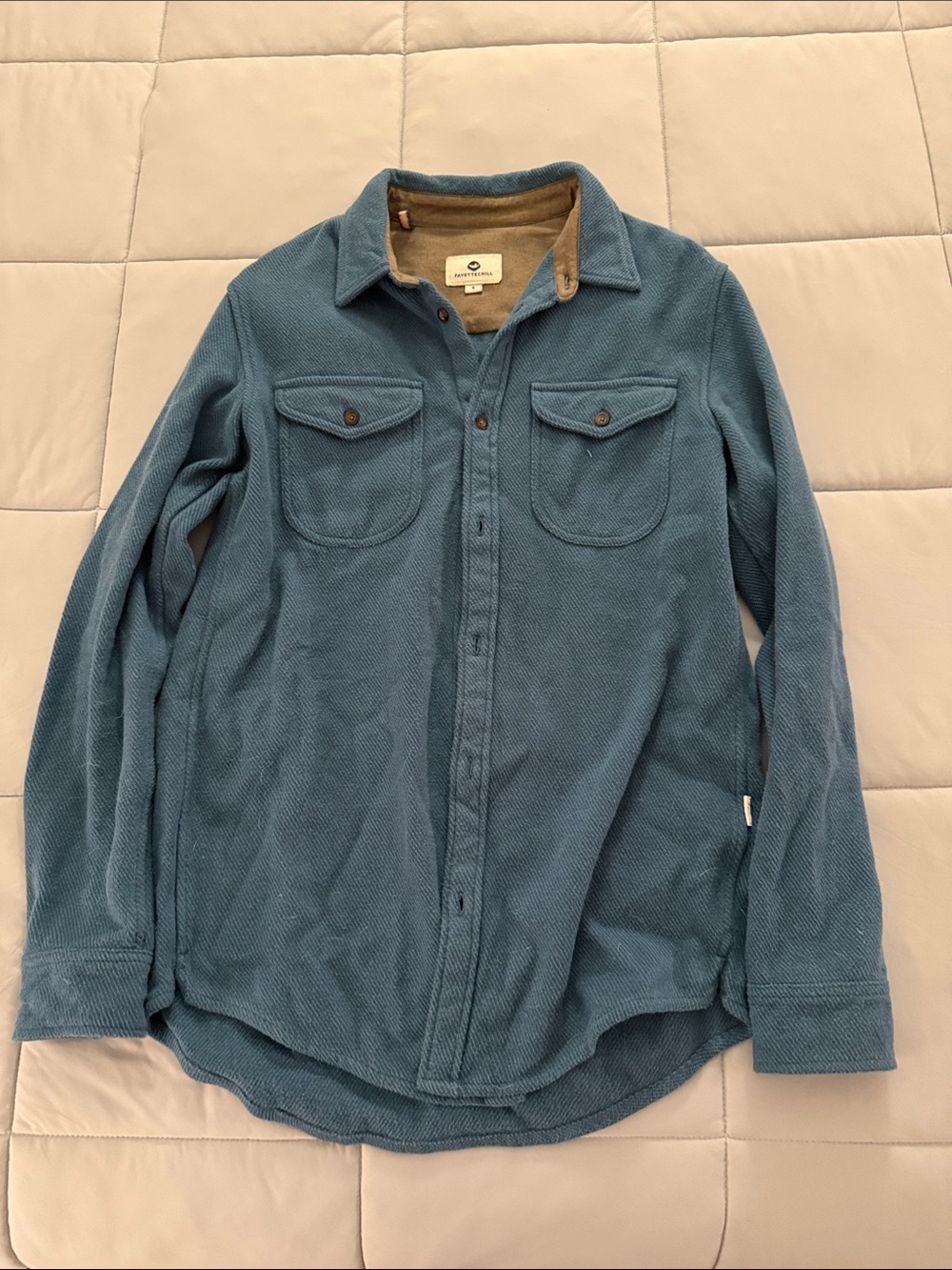 Men's Blue Button-Up Fleece Oversized Shirt Jacket